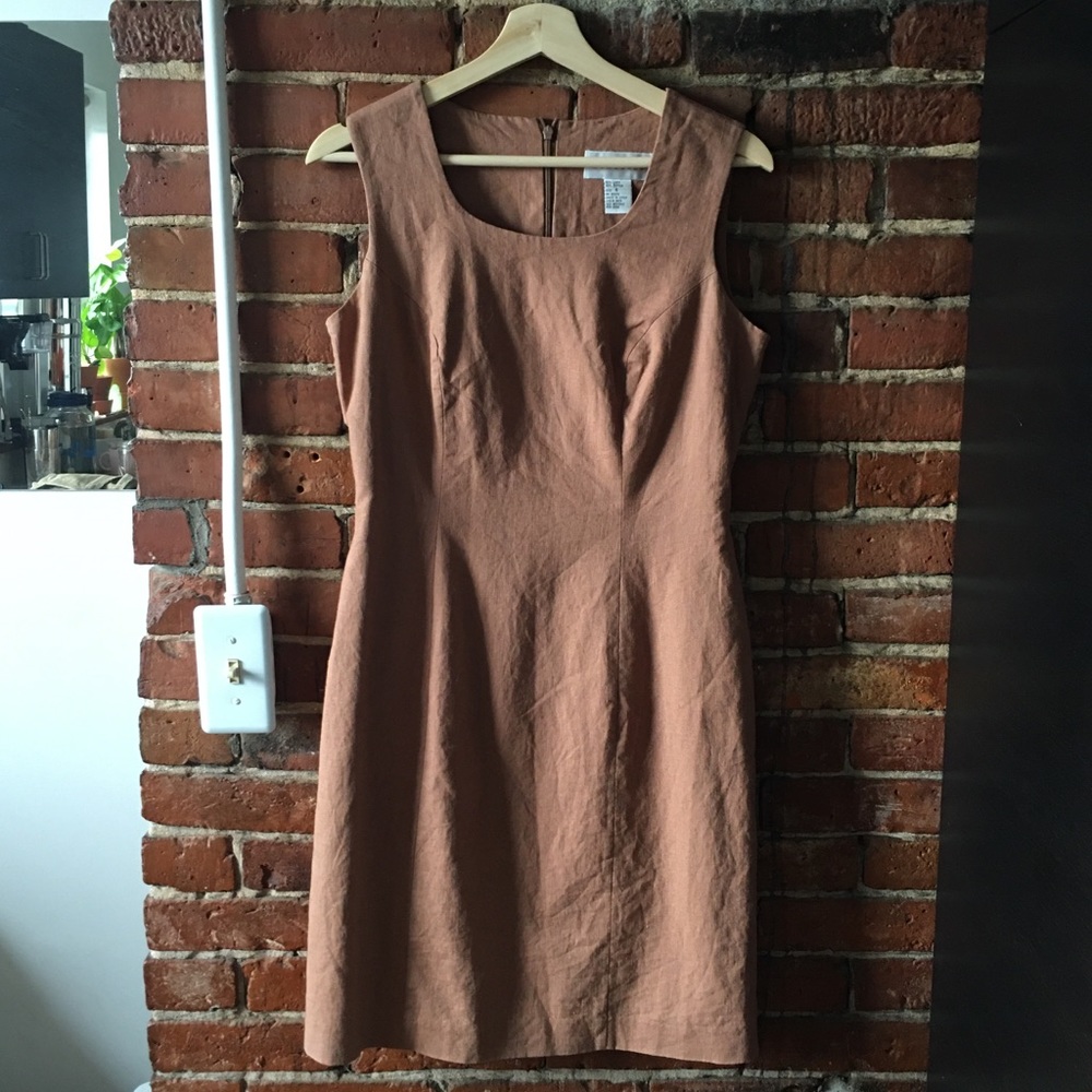 Peachy terra-cotta linen dress